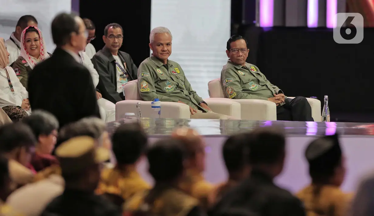 Debat Keempat Pilpres 2024 mengangkat tema terkait pembangunan berkelanjutan, sumber daya alam, lingkungan hidup, energi, pangan, agraria, masyarakat adat dan desa. (Liputan6.com/Angga Yuniar)