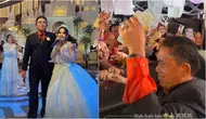 Potret Haji Alwi Ruslan bagi-bagi uang Rp50.000 segepok di pernikahan Putri Isnari. (sumber: Instagram/erykavindra)