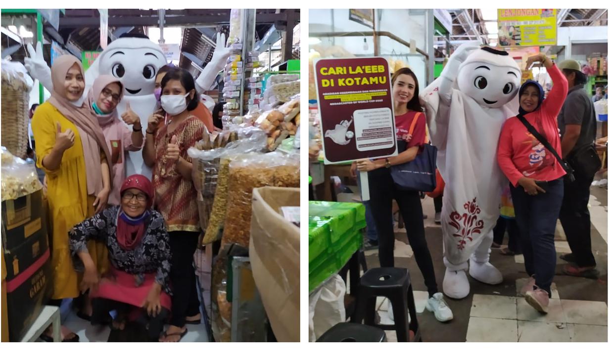 La'eeb juga laris manis diserbu para pengunjung Pasar Gede Hardjonagoro untuk diajak foto bareng. (Kolase Procomm Surya Citra Media)