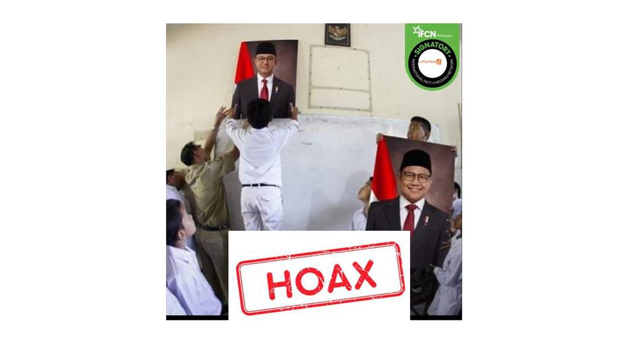 Cek Fakta pelajar memasang foto Anies Baswedan dan Muhaimin Iskandar