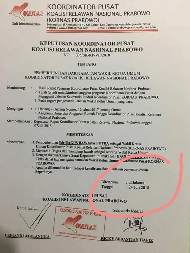 Surat pemecatan BBP