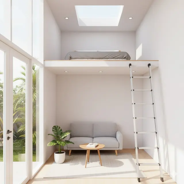 Inspirasi Rumah Mungil Mezzanine Tanpa Tangga Permanen. Gemini