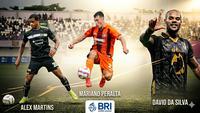 Dari kiri ke kanan: Alex Martins (Dewa United), Mariano Peralta (Borneo FC), dan David Da Silva (Malut United). (Gemini)