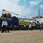 Sebuah kapal jenis cargo disita kepolisian karena menjadi kendaraan untuk menyelundupkan narkotika jenis sabu dan ekstasi. (Liputan6.com/Hanz Jimenez Salim)