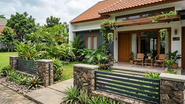 Pagar Pendek dengan Sentuhan Batu Alam