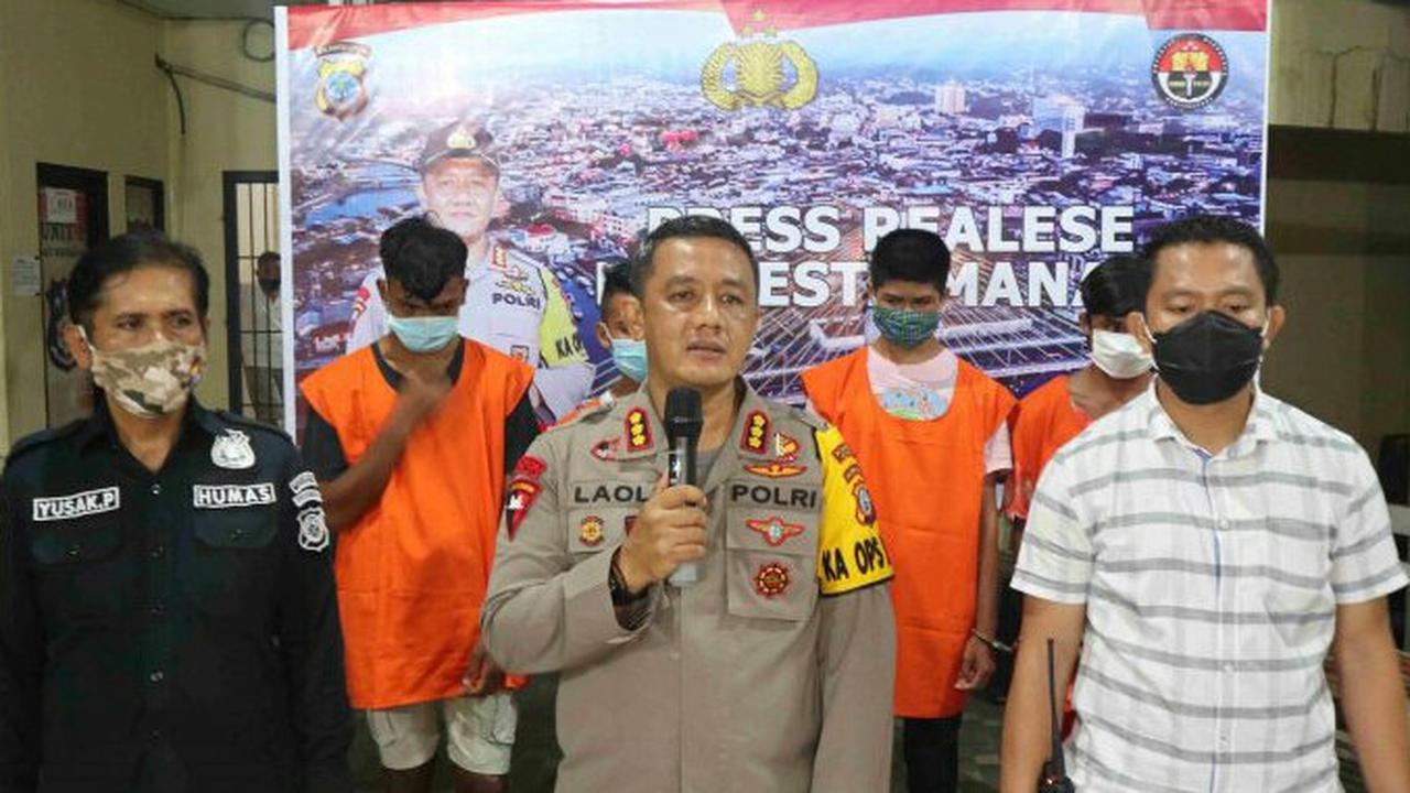 4 pemuda yang diduga melakukan pengrusakan sebuah mobil jenazah yang membawa jenazah pasien covid-19 di Desa Minaesa Kecamatan Wori, Kabupaten Minahasa Utara.