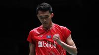Penampilan Jonatan Christie di perempat final Malaysia Masters 2020, Jumat (10/1/2020). (PBSI)