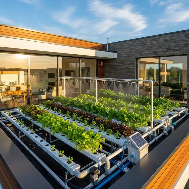 Rumah Ramah Lingkungan dengan Kebun Sayur Rooftop (Gemini AI)