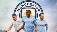 Manchester City - Kevin de Bruyne, Raheem Sterling, Bernado Silva (Bola.com/Adreanus Titus)