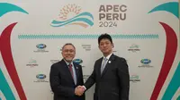 Menteri Perdagangan melakukan pertemuan dengan Wakil Menteri Parlemen Urusan Luar Negeri Jepang Komura Masahiro di Arequipa, Peru. (dok: Kemendag)
