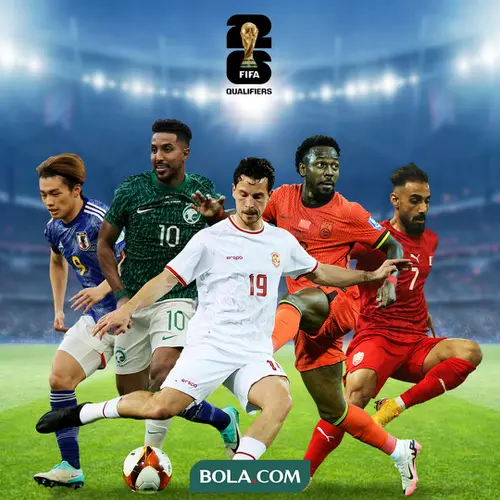 <p>Kualifikasi Piala Dunia 2026 Zona Asia - Persaingan Grup C: Thom Haye (Indonesia), Ayase Ueda (Jepang), Salem Al-Dawsari (Arab Saudi), Ali Madan (Bahrain), Fernandinho (China) (Bola.com/Adreanus Titus)</p>