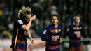 Ekspresi pemain Barcelona, Ivan Rakitic, setelah mencetak gol ke gawang Rayo Vallecano pada laga La Liga Spanyol di Estadio del Rayo Vallecano, Madrid, Jumat (4/3/2016) dini hari WIB. (AFP/Pierre-Philippe Marcou)