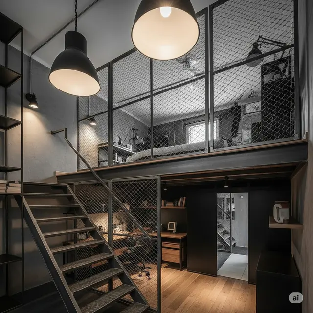 Rumah kecil dengan mezzanine yang elegan (Foto: Gemini AI)
