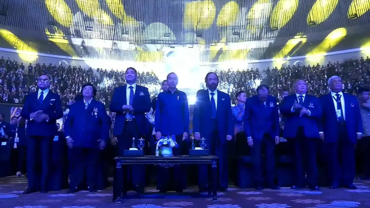 Presiden Jokowi menghadiri pembukaan Kongres Partai Nasdem di Jakarta Convention Center (JCC), Senayan, Jakarta, Minggu (25/8/2024).