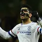 Ekspresi striker Chelsea, Diego Costa, setelah mencetak gol ke gawang Norwich City dalam laga Liga Inggris di Stadion Carrow Road, Norwich, Rabu (2/3/2016) dini hari WIB. (AFP/Ben Stansall)