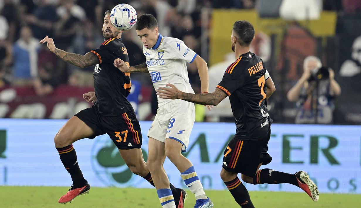 Laga AS Roma vs Frosinone berakhir dengan skor 2-0 untuk kemenangan Giallorossi. (Alfredo Falcone/LaPresse via AP)