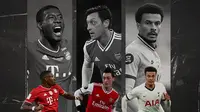 David Alaba, Mesut Ozil dan Dele Alli. (Bola.com/Dody Iryawan)