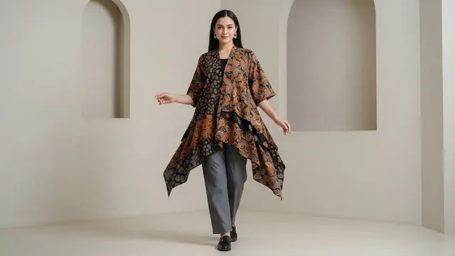 Contoh Model Atasan Batik Kimono Anti Kaku 2025/ Ilustrasi AI