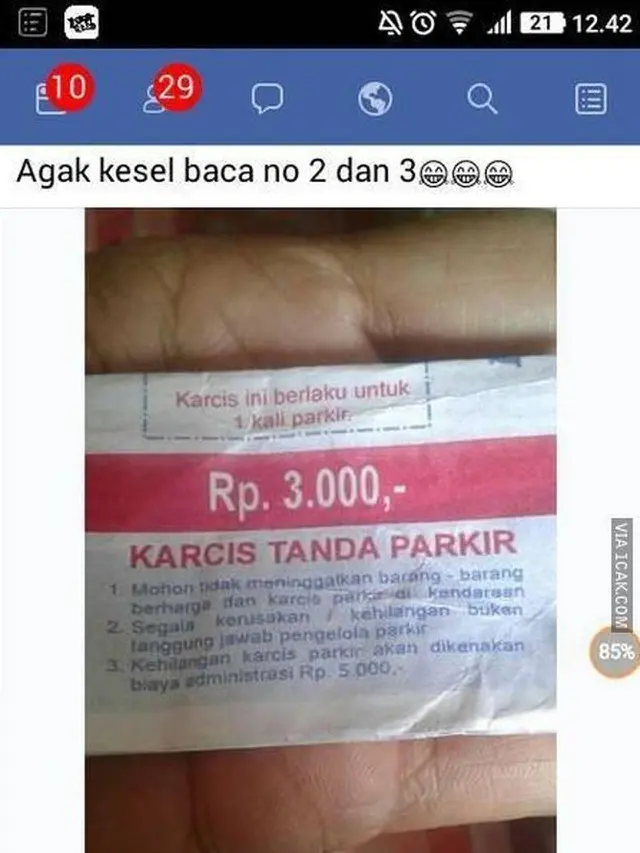 Tarif denda karis parkir hilang (Ist)