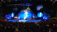 Rapimnas Partai Demokrat 10-11 Market 2018 di Sentul International Convention Center (SICC) Bogor, Jawa Barat. (Liputan6.com/Achmad Sudarno)