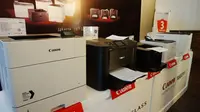 Jajaran produk printer terbaru Canon. (Liputan6.com/ Agustin Setyo Wardani)