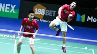 Kevin Sanjaya Sukamuljo/Marcus Fernaldi Gideon menang dua gim langsung atas Hendra Setiawan/Tan Boon Heong pada babak pertama All England 2017, Rabu (8/3/2017) WIB. (PBSI)
