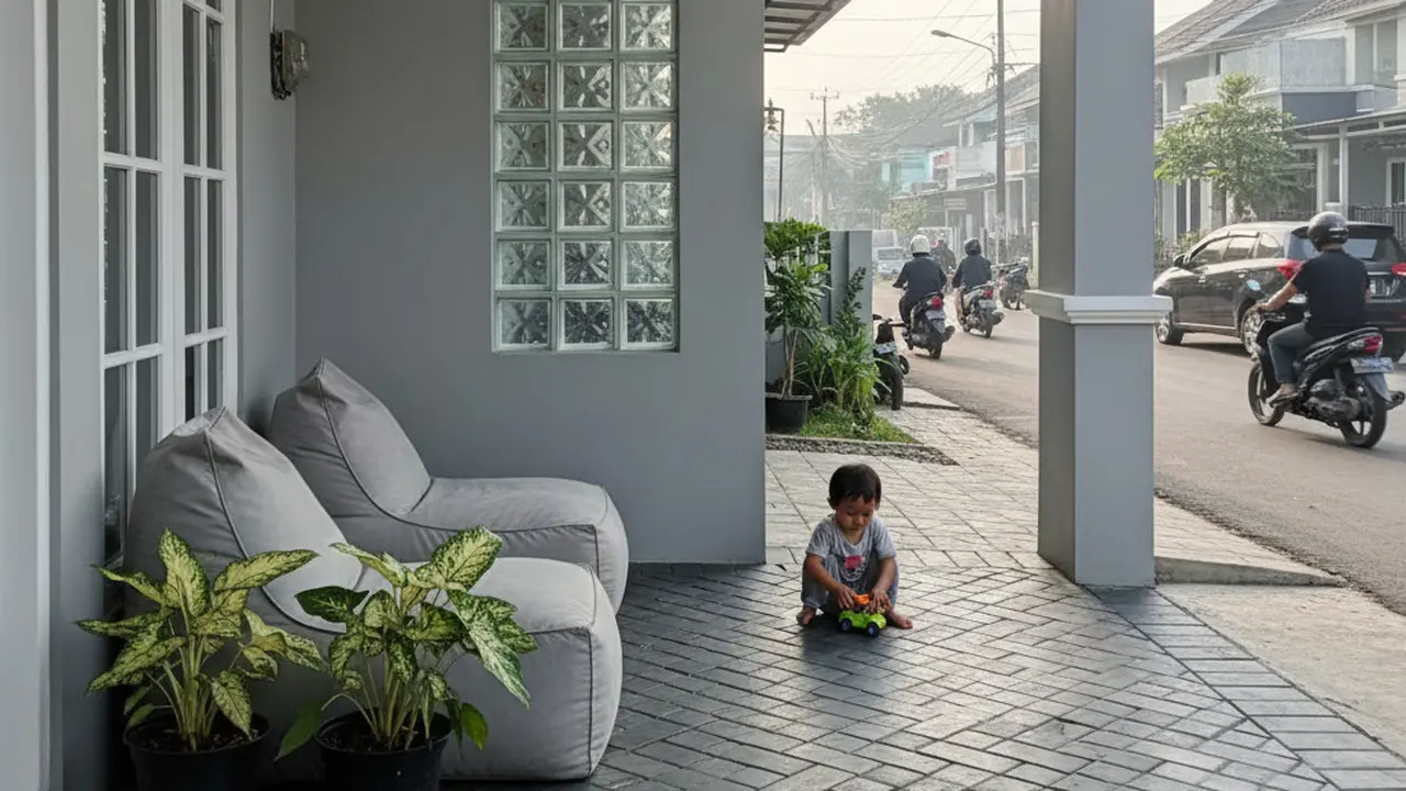 Warna Cat Teras Anti Kusam untuk Rumah Pinggir Jalan. AI