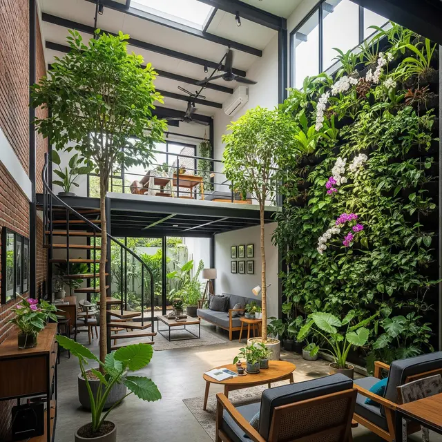 Rumah Kecil Tapi Luas dengan Taman Dalam Rumah dan Pohon Indoor