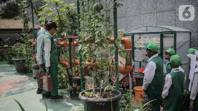 Antusiasme Para Murid SD Belajar Mengenal Hidroponik