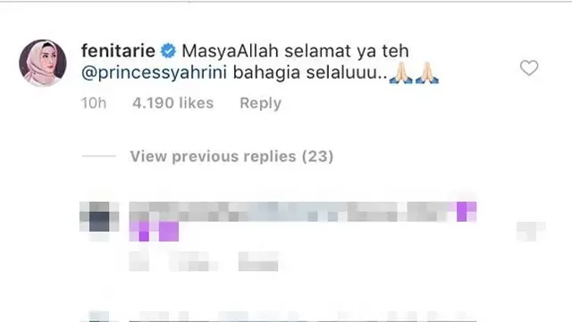 Ucapan selamat untuk Syahrini (foto: instagram @princessyahrini)