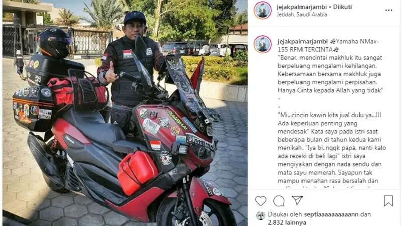 Yamaha NMax Milik Bikers yang Touring ke Mekkah Bersama Anaknya Dijual (instagram @jejakpalmarjambi)