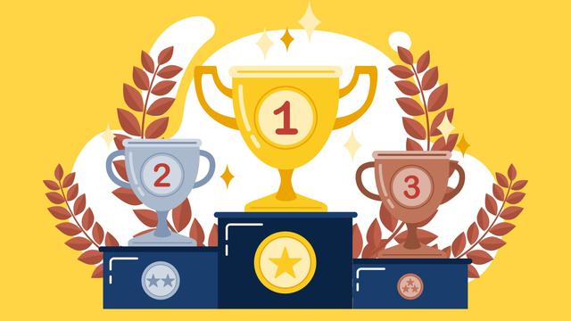 Ilustrasi juara, pemenang, trofi, peringkat