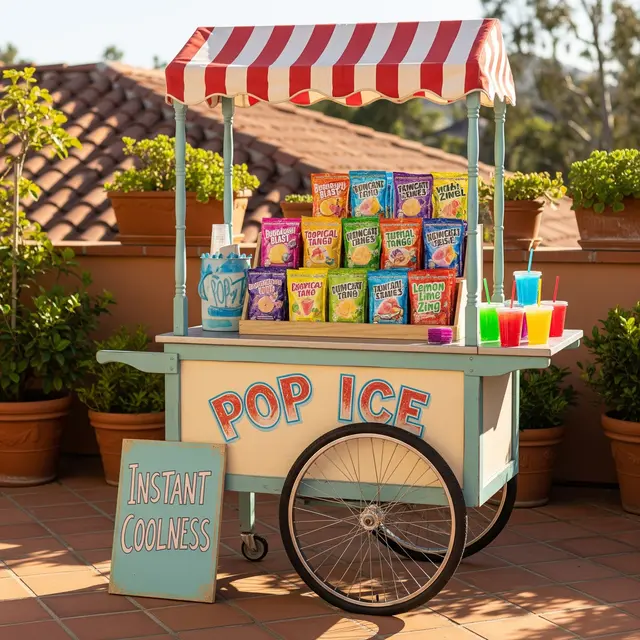 Desain Booth Pop Ice di Depan Rumah