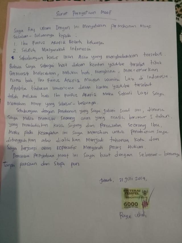 Mau Ngurus Anak Tersangka Ikan Asin Rey Utami Buat Surat