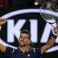 Serbia's Novak Djokovic celebrates after winning his quarter-final match against Japan's Kei Nishikori at the Australian Open tennis tournament at Melbourne Park, Australia, January 26, 2016. REUTERS/Issei Kato