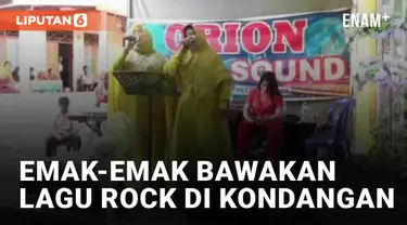 Aksi dua emak-emak bawakan lagu rock di sebuah kondangan menarik perhatian