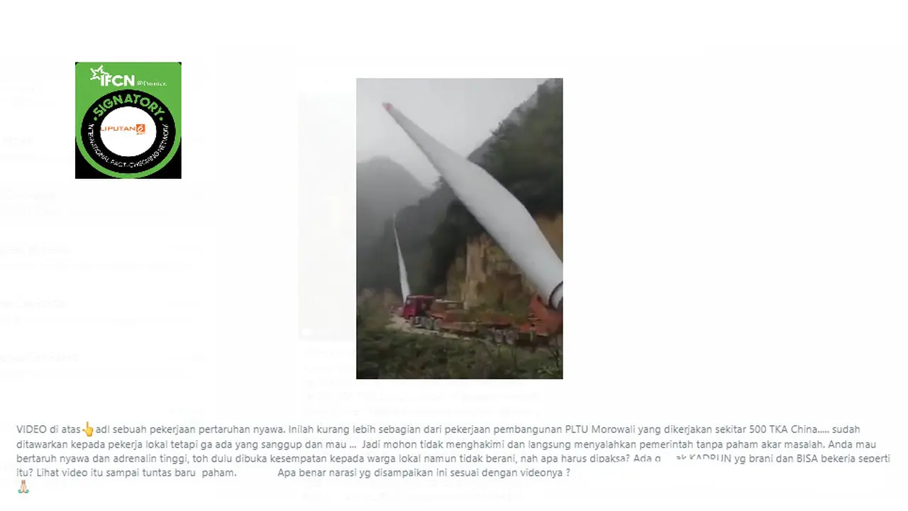 Penelusuran klaim video 500 TKA China sedang membangun PLTU Morowali