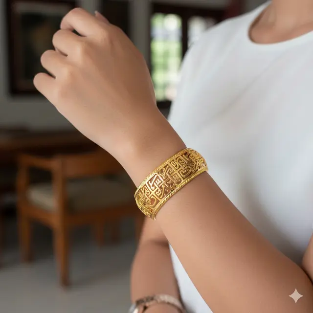 Model Gelang Emas Motif Arabic Hollow Ringan