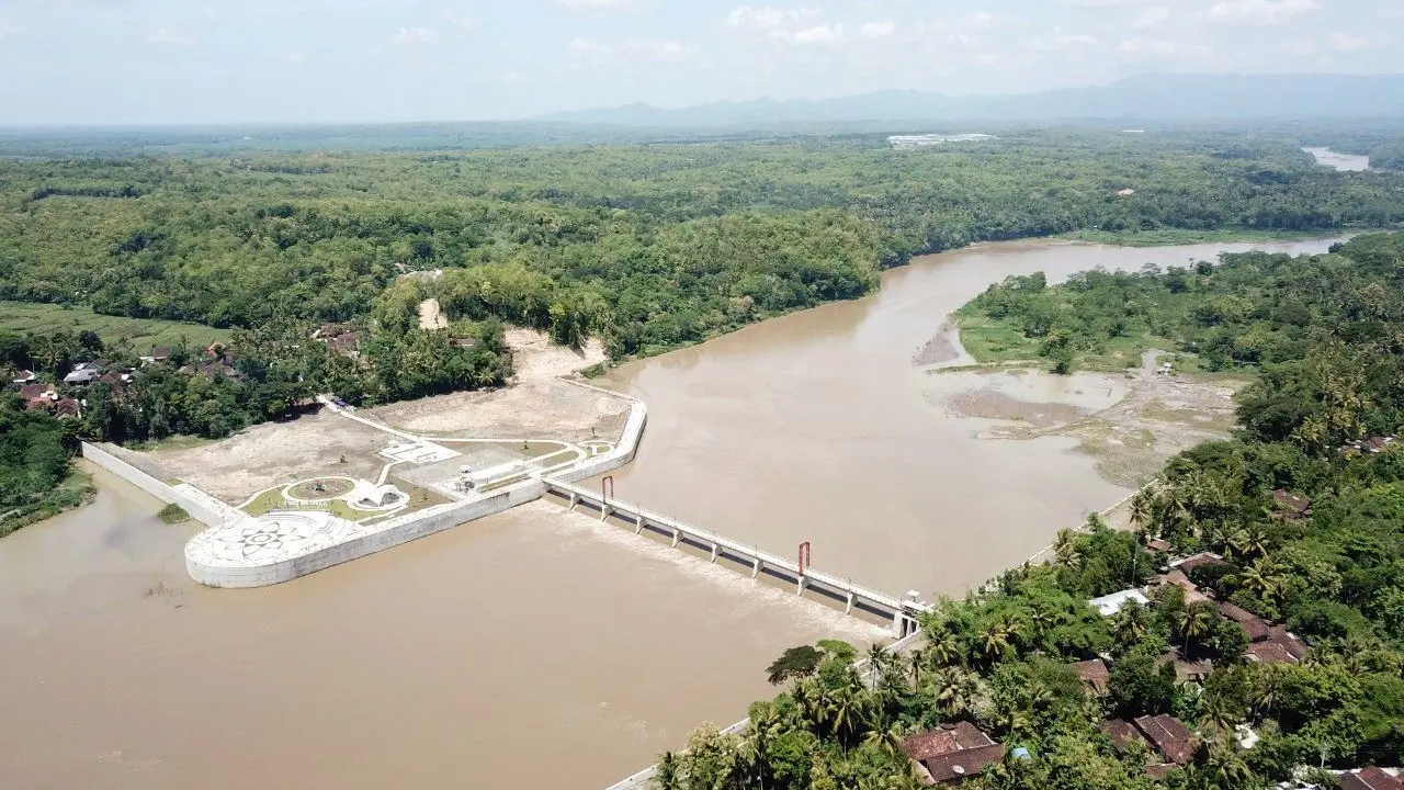 Bendung Kamijoro yang berada di aliran Kali Progo, Kabupaten Bantul, Yogyakarta. (Dok Kementerian PUPR)