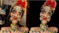 Seorang wanita membuat seni ilusi dalam 12 jam pada wajahnya,