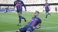 Rapnhinha saat selebrasi gol untuk Barcelona (AFP)