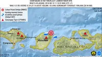 Peta gempa bumi yang kembali mengguncang Lombok Timur pada Minggu (19/8/2018). (Dok. PVMBG/Huyogo Simbolon)
