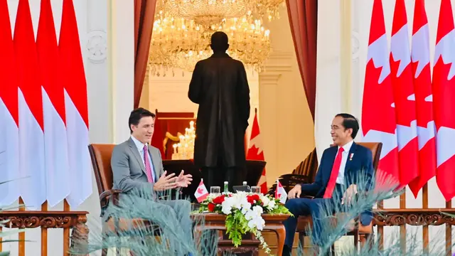 Presiden Joko Widodo atau Jokowi melakukan pertemuan bilateral dengan Perdana Menteri (PM) Kanada Justin Trudeau, di Istana Merdeka, Jakarta, Selasa, 5 September 2023.