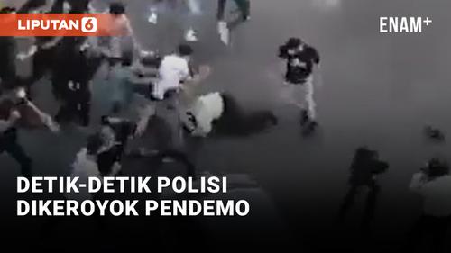 VIDEO: Tak Berkutik! Anggota Polisi Pasrah Dikeroyok Pendemo