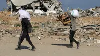 Badan kemanusiaan Perserikatan Bangsa-Bangsa (PBB) mengatakan bahwa 388.400 pergerakan pengungsian telah tercatat sejak pertengahan Agustus, sebagian besar dari berasal dari Kota Gaza. (Eyad BABA/AFP)