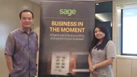 Vice President and Managing Director Sage Software Asia, Robin Chao dan Communication Lead Sage Asia Audrey Pereira Loong. (Liputan6.com/Agustin Setyo Wardani)