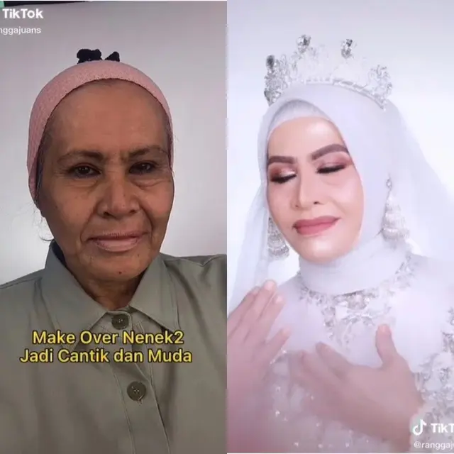 Nenek Tampil Kembali Muda dengan Makeup/dok. TikTok @ranggajuans.