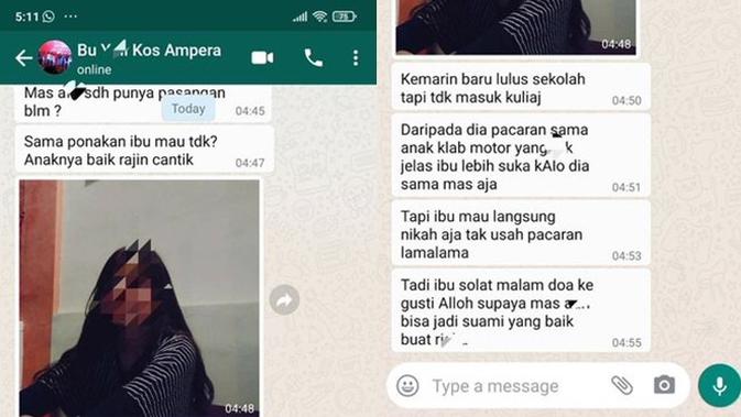 Viral Chat Ibu Kos Tawarkan Ponakan untuk Dinikahi Ini Bikin Netizen Syok (sumber: Twitter.com/txtdariibukos)