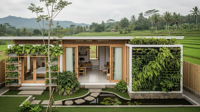 Model Rumah Sederhana Tapi Mewah Gaya Japandi dengan Taman Mini/ Ilustrasi AI