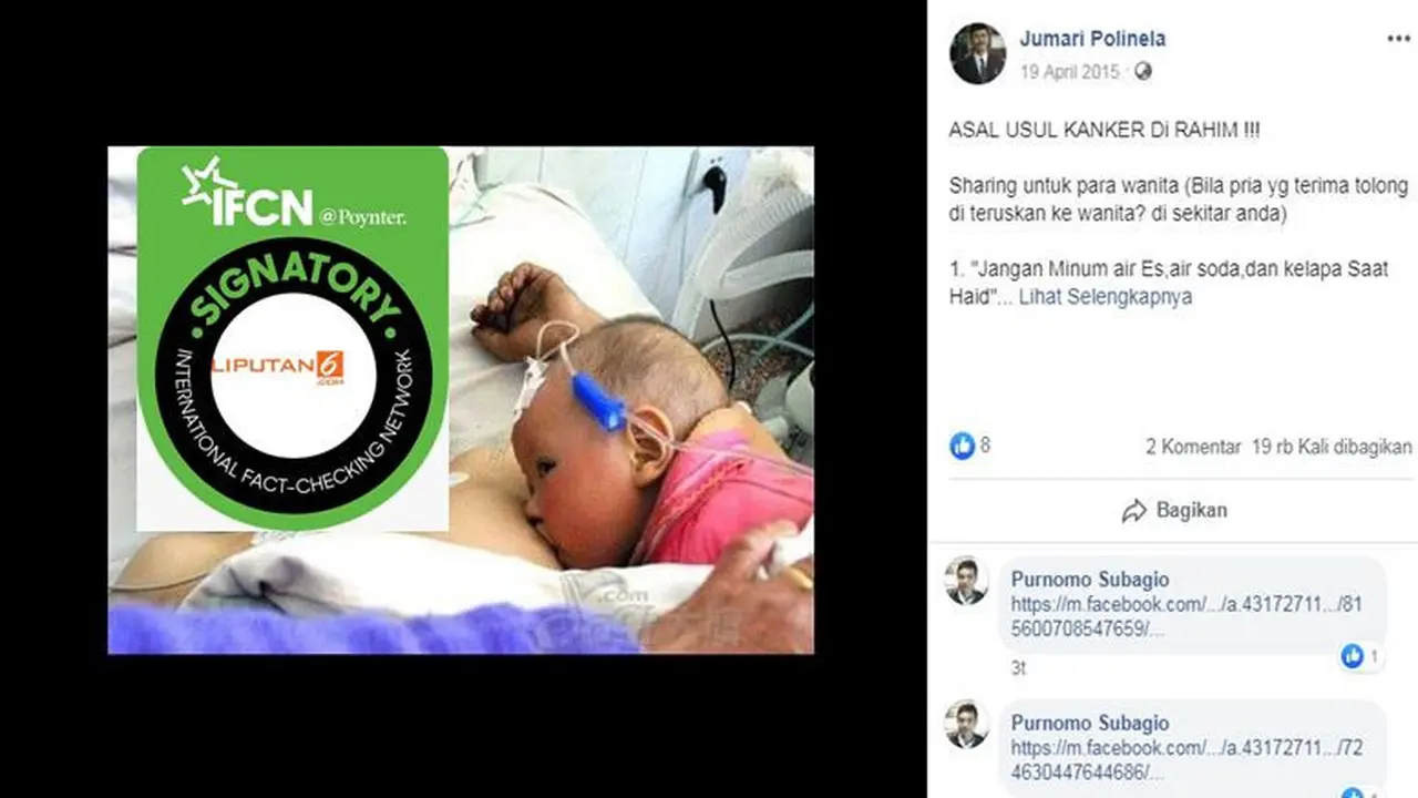 [Cek Fakta] Gambar Tangkapan Layar Pesan Berantai Penyebab Kanker Rahim